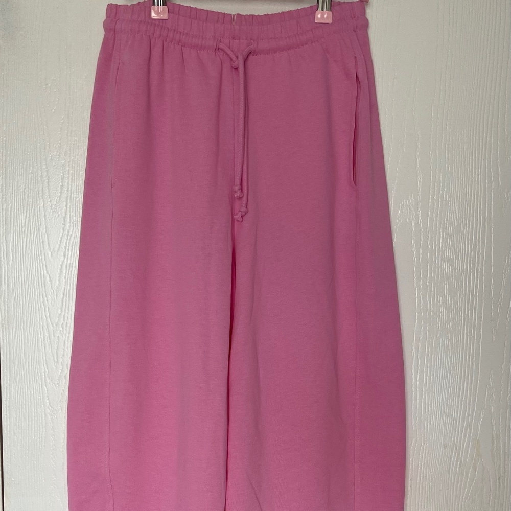 Pink cotton jogger pants